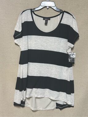 Style & Co. Black and White Wide Stripe Scoop Neck Tee